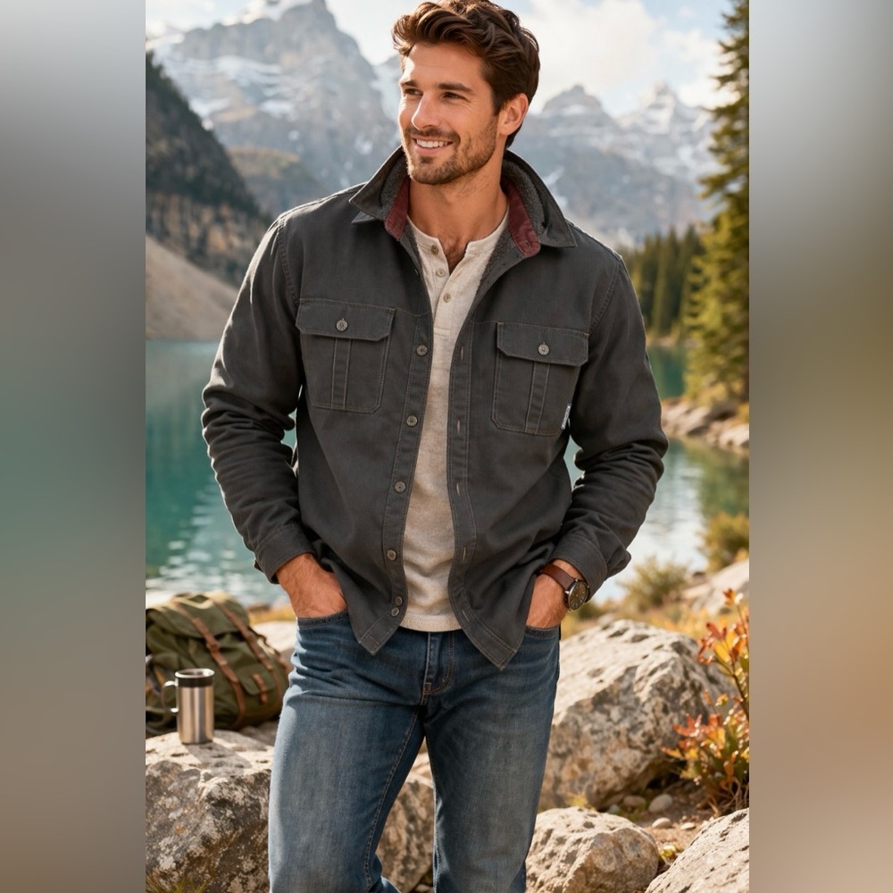 Columbia Fleece-Lined Button-Up Shirt – Men’s Medium – Outdoor Essential
